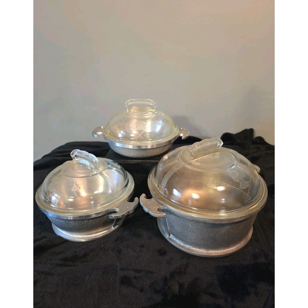 Lot Of 3 Vintage Guardian Service Aluminum Cookware W/ Lids